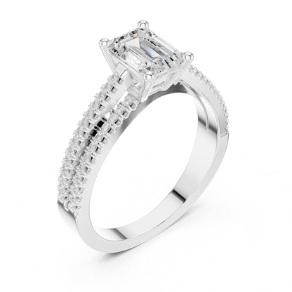 Emerald Accented Lab Grown Diamond Engagement Ring