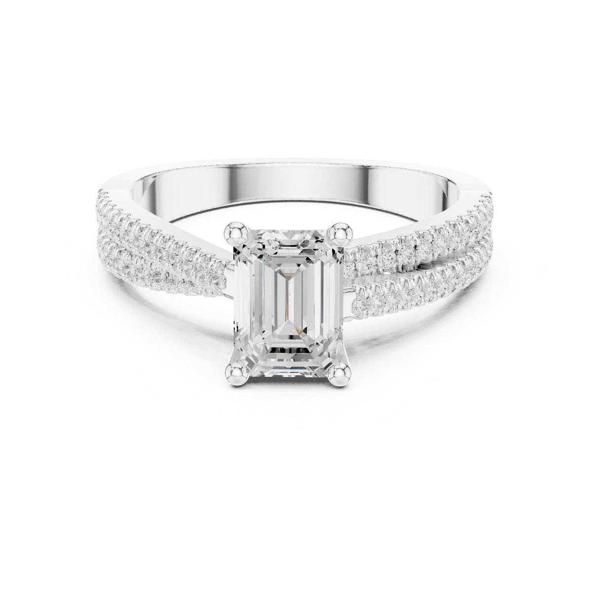 Emerald Accented Lab Grown Diamond Engagement Ring
