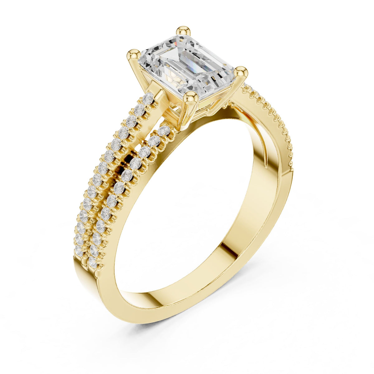 Emerald Accented Lab Grown Diamond Engagement Ring