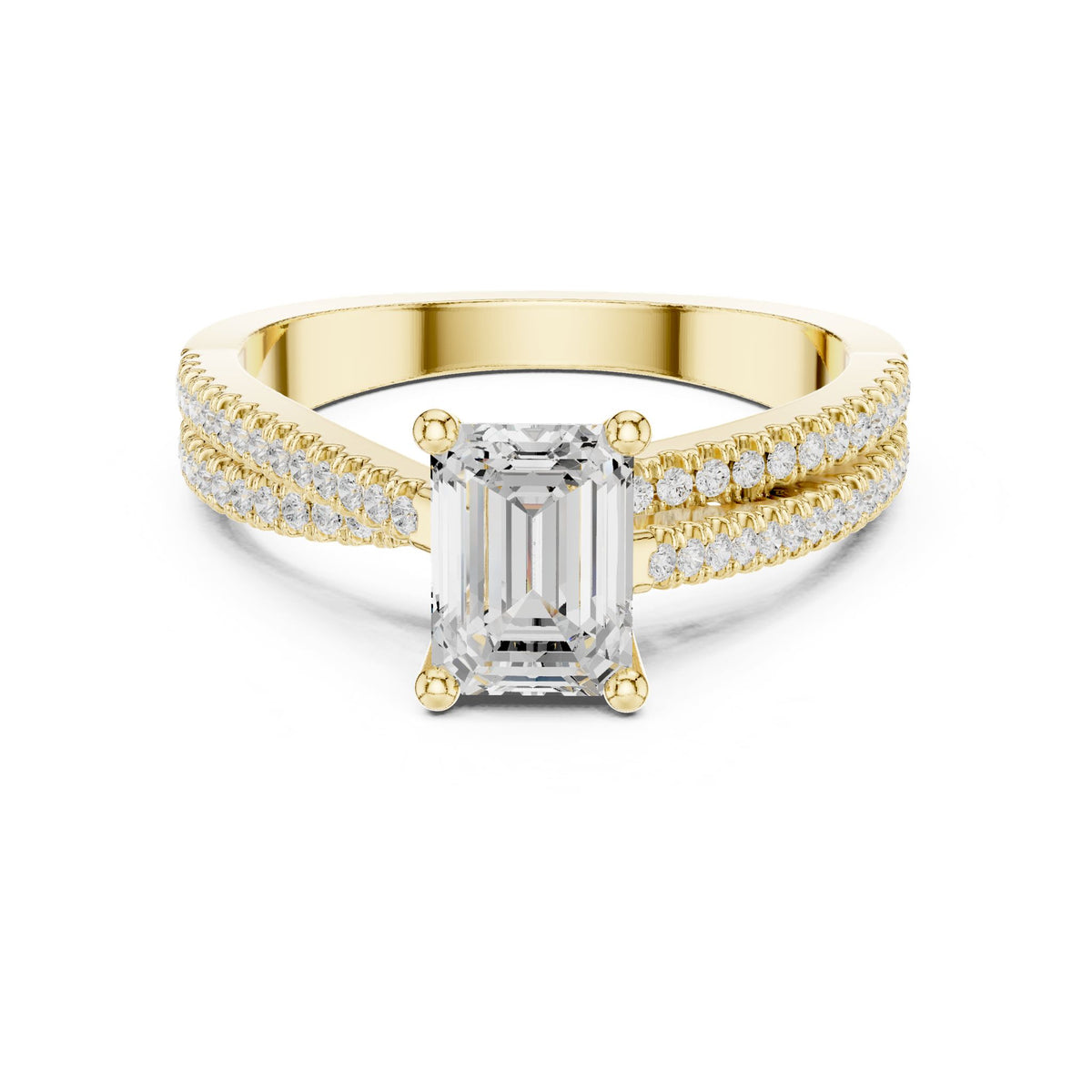 Emerald Accented Lab Grown Diamond Engagement Ring