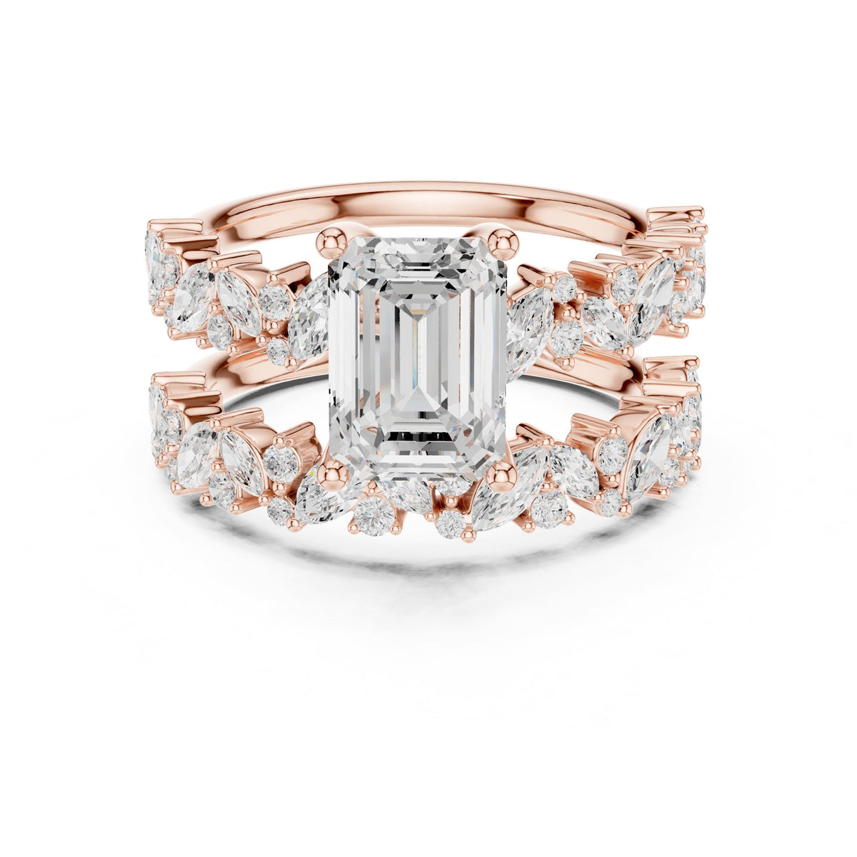 Emerald Accented Lab Grown Diamond Engagement Ring