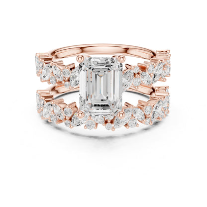 Emerald Accented Lab Grown Diamond Engagement Ring