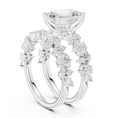 Emerald Accented Lab Grown Diamond Engagement Ring