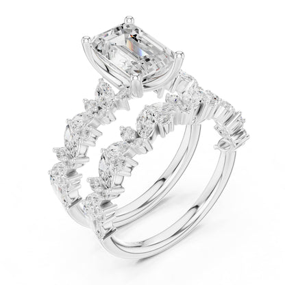 Emerald Accented Lab Grown Diamond Engagement Ring