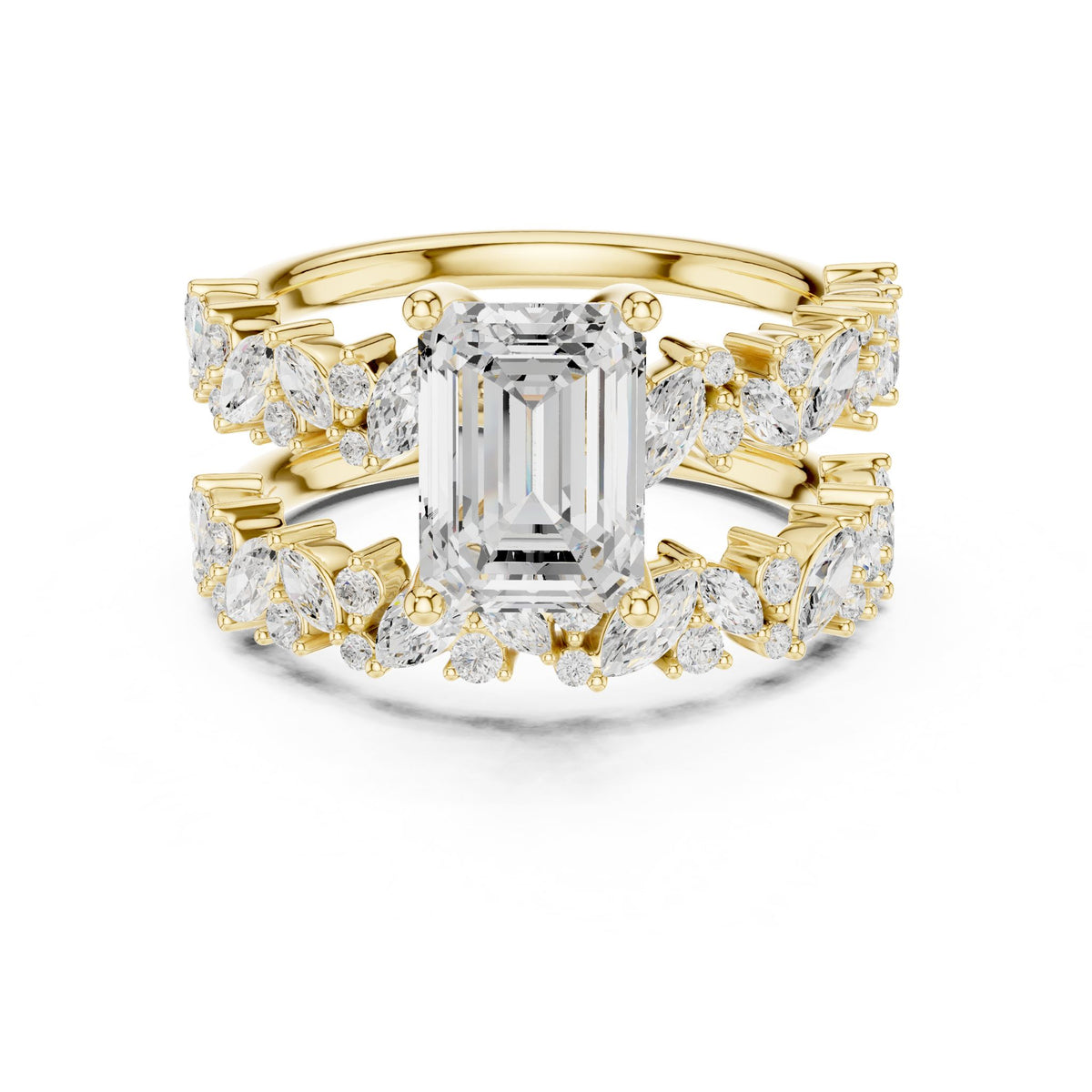 Emerald Accented Lab Grown Diamond Engagement Ring