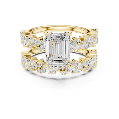 Emerald Accented Lab Grown Diamond Engagement Ring