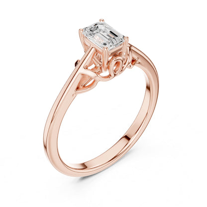 Emerald Accented Lab Grown Diamond Engagement Ring