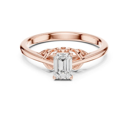 Emerald Accented Lab Grown Diamond Engagement Ring