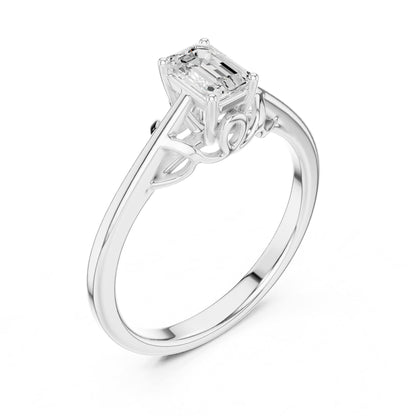 Emerald Accented Lab Grown Diamond Engagement Ring