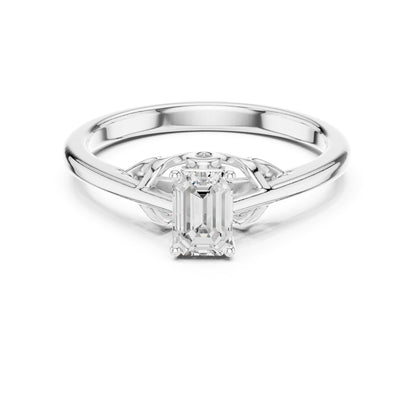 Emerald Accented Lab Grown Diamond Engagement Ring