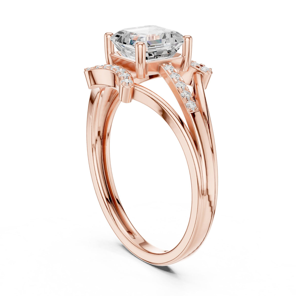 Emerald Accented Lab Grown Diamond Engagement Ring