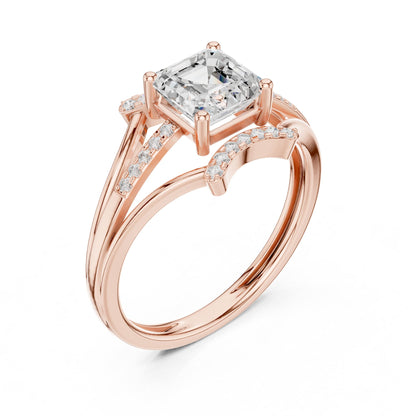 Emerald Accented Lab Grown Diamond Engagement Ring