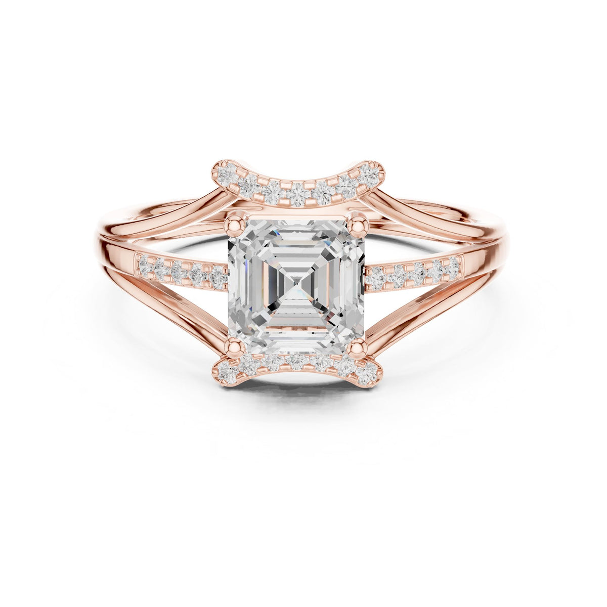 Emerald Accented Lab Grown Diamond Engagement Ring