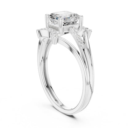 Emerald Accented Lab Grown Diamond Engagement Ring