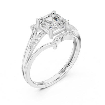 Emerald Accented Lab Grown Diamond Engagement Ring