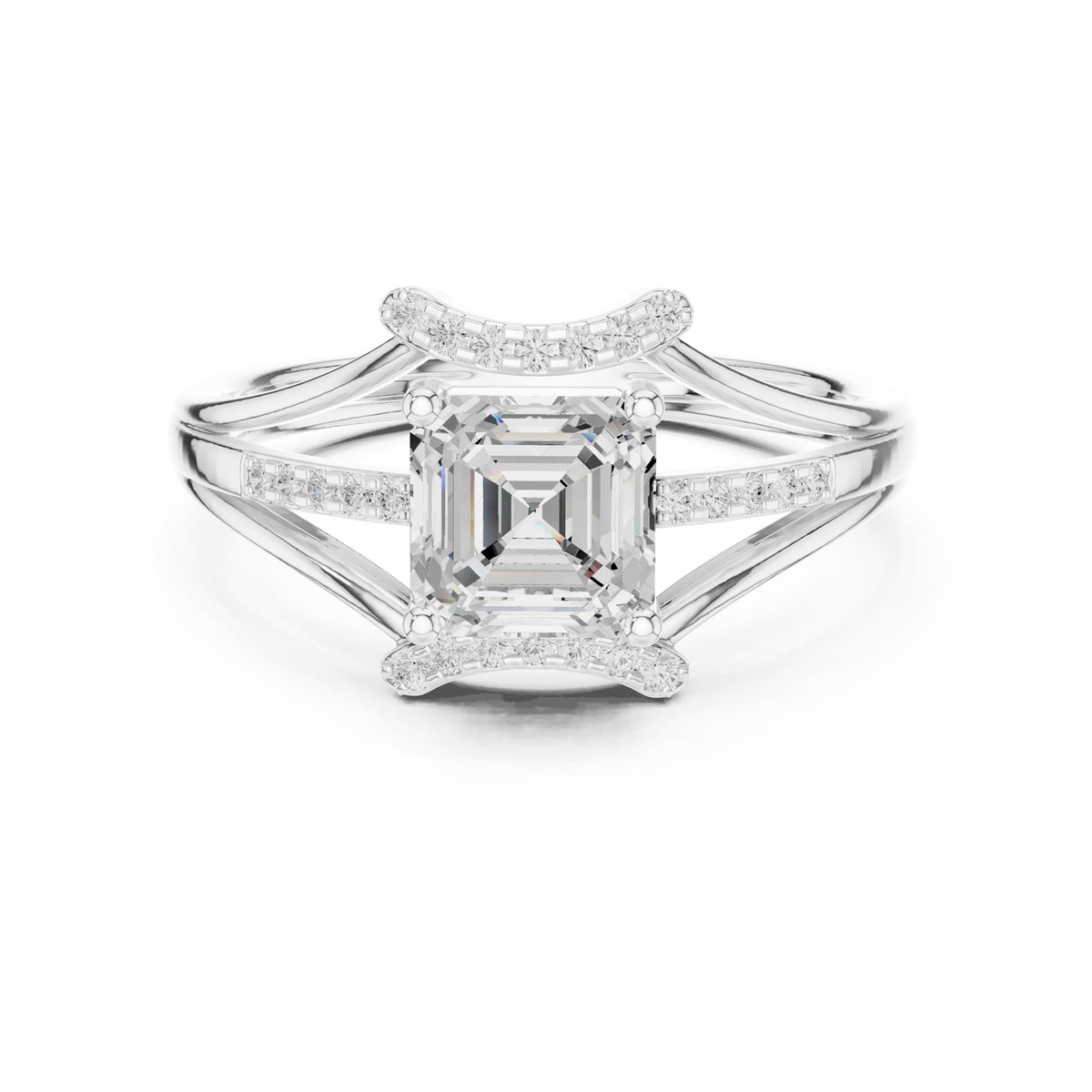 Emerald Accented Lab Grown Diamond Engagement Ring