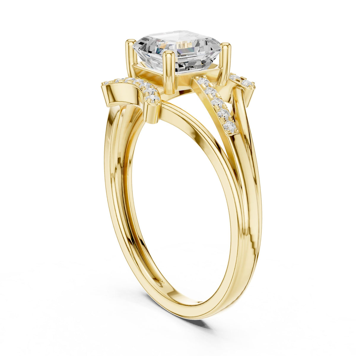Emerald Accented Lab Grown Diamond Engagement Ring