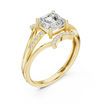 Emerald Accented Lab Grown Diamond Engagement Ring