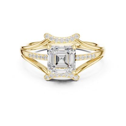 Emerald Accented Lab Grown Diamond Engagement Ring