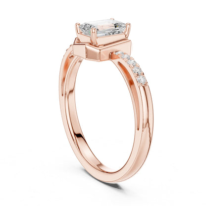 Emerald Accented Lab Grown Diamond Engagement Ring