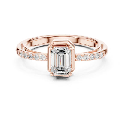 Emerald Accented Lab Grown Diamond Engagement Ring