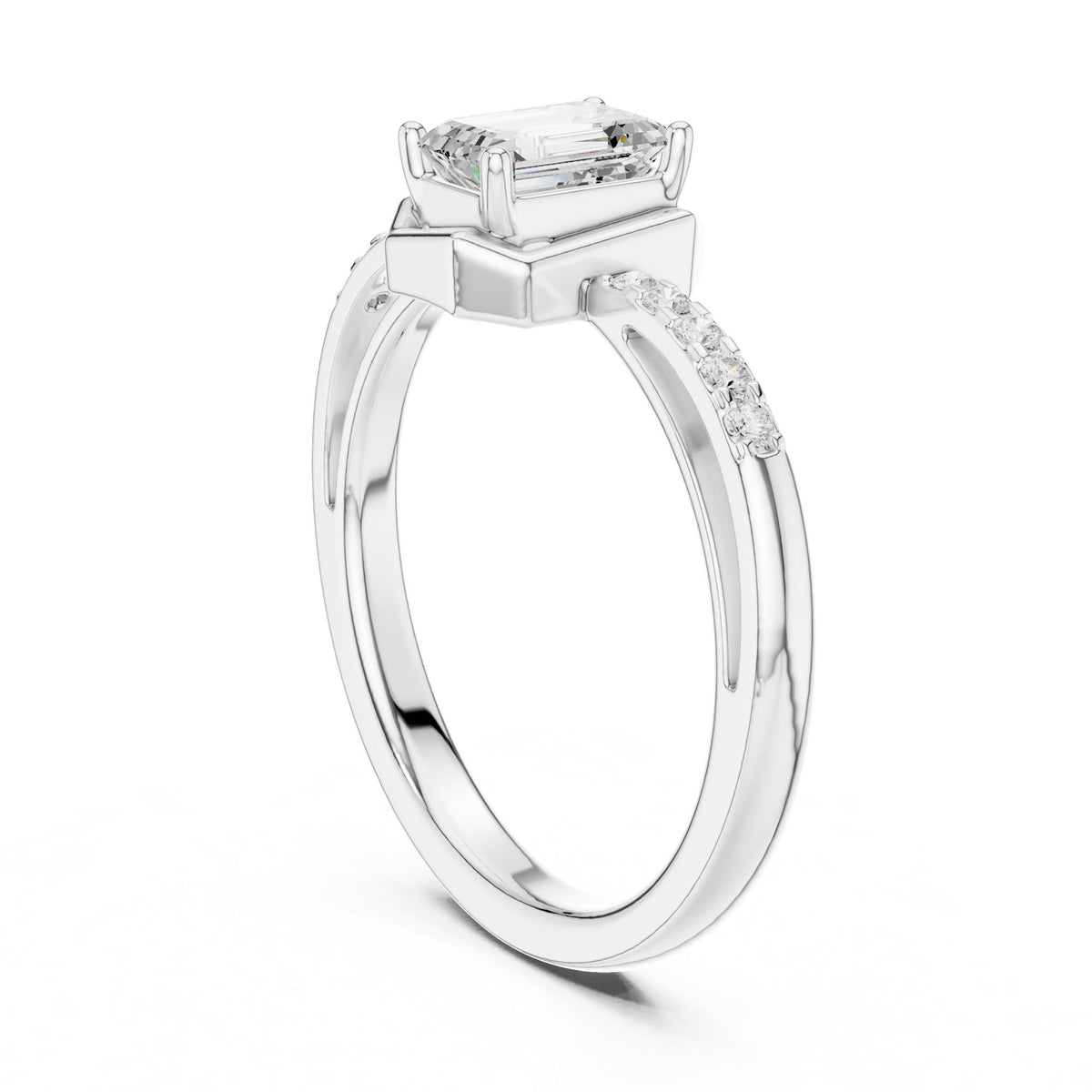 Emerald Accented Lab Grown Diamond Engagement Ring