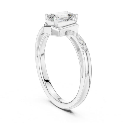 Emerald Accented Lab Grown Diamond Engagement Ring