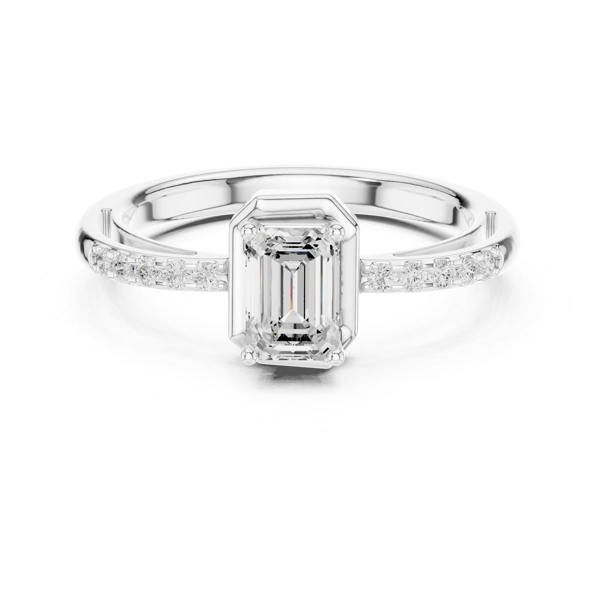 Emerald Accented Lab Grown Diamond Engagement Ring