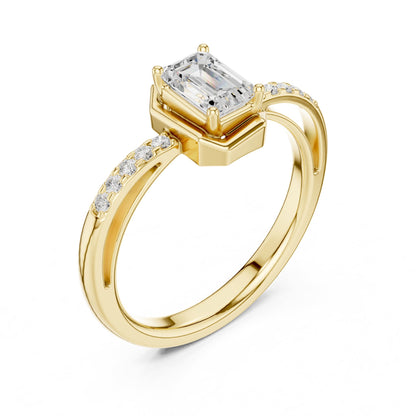 Emerald Accented Lab Grown Diamond Engagement Ring