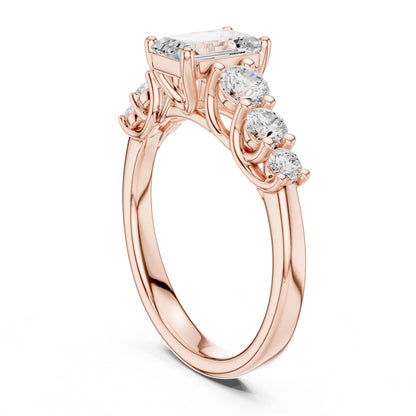 Emerald Accented Lab Grown Diamond Engagement Ring