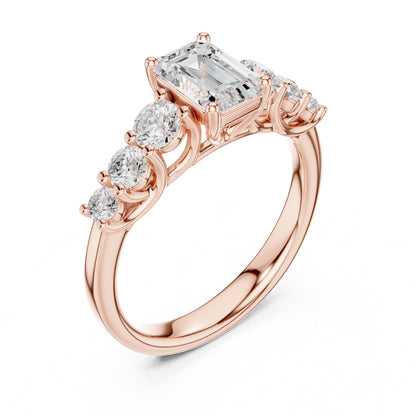 Emerald Accented Lab Grown Diamond Engagement Ring