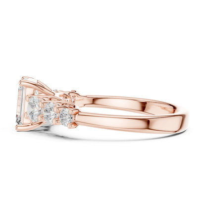 Emerald Accented Lab Grown Diamond Engagement Ring
