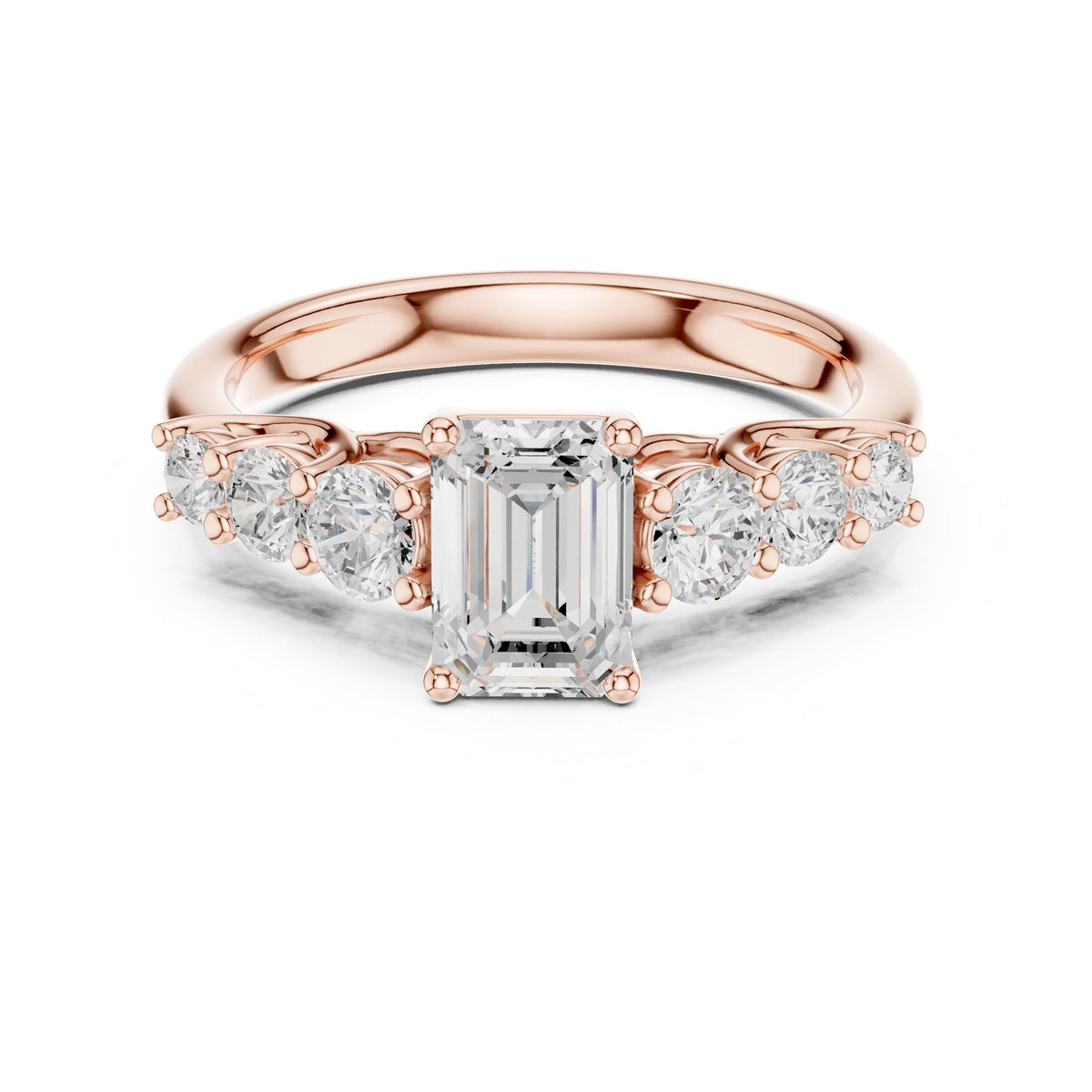 Emerald Accented Lab Grown Diamond Engagement Ring