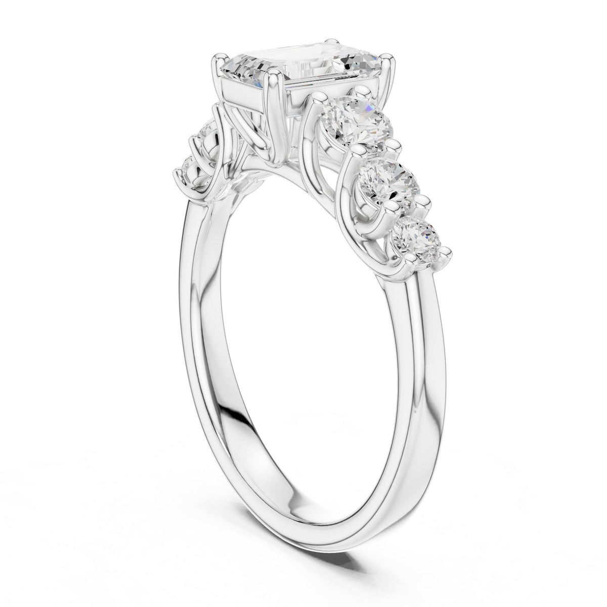 Emerald Accented Lab Grown Diamond Engagement Ring