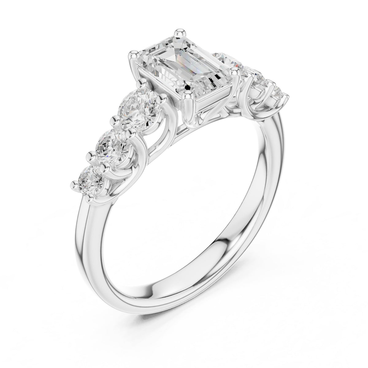 Emerald Accented Lab Grown Diamond Engagement Ring