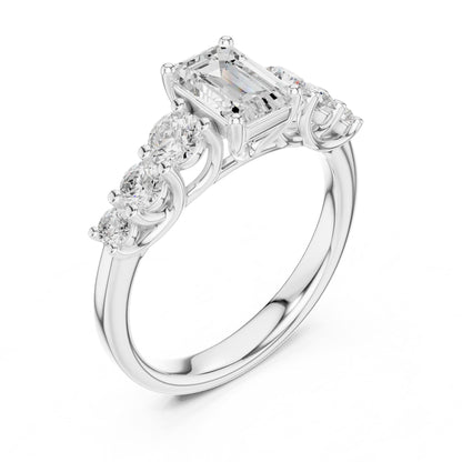Emerald Accented Lab Grown Diamond Engagement Ring