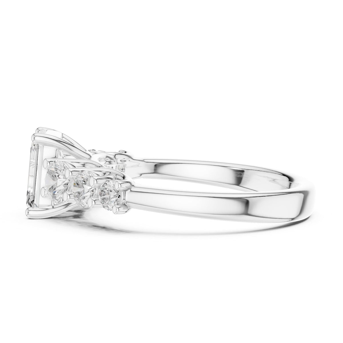 Emerald Accented Lab Grown Diamond Engagement Ring