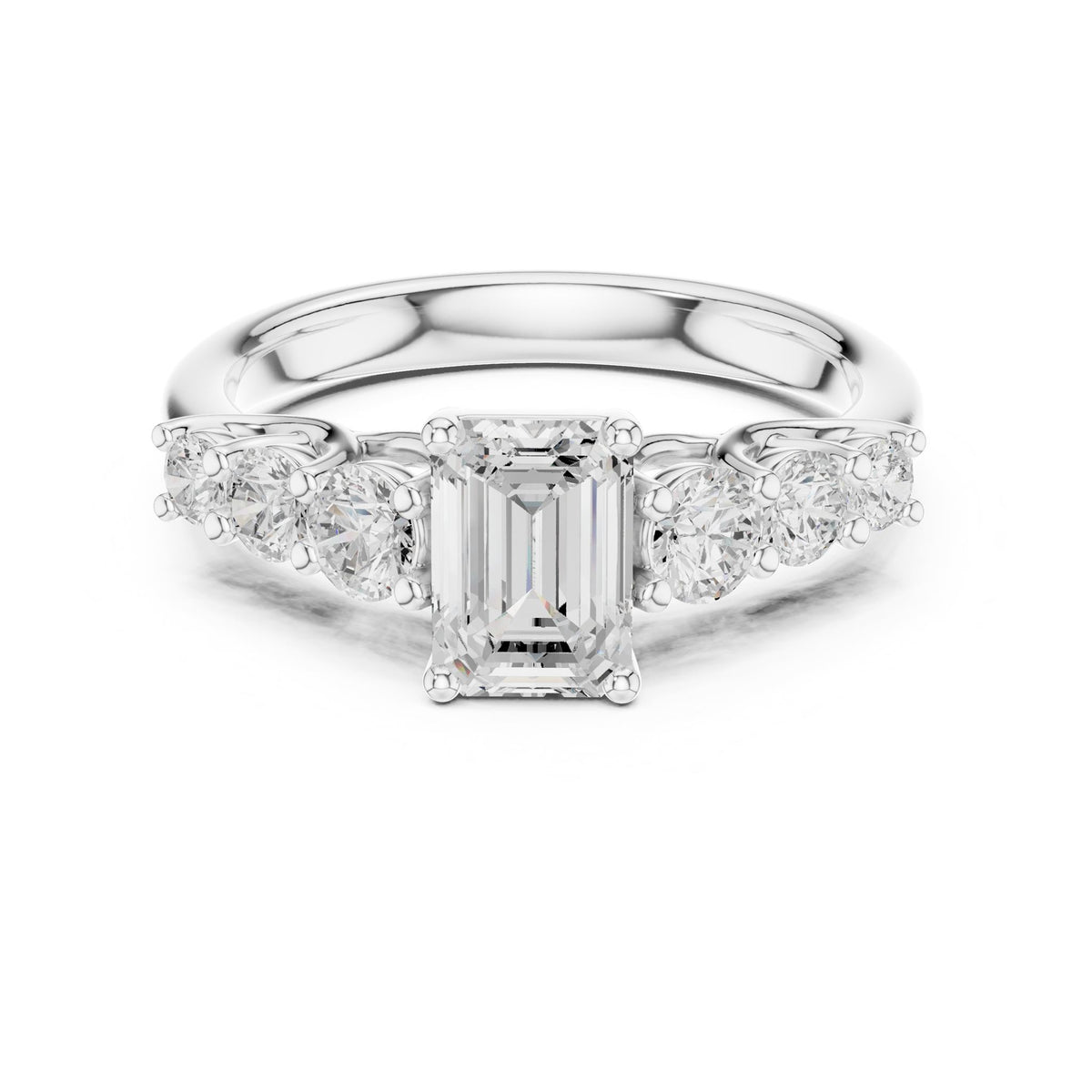 Emerald Accented Lab Grown Diamond Engagement Ring