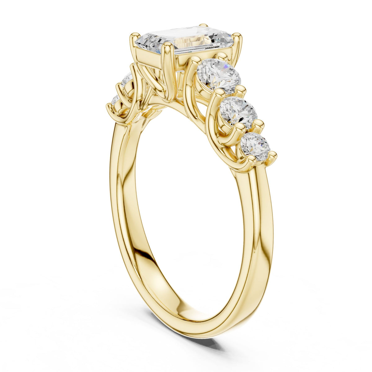 Emerald Accented Lab Grown Diamond Engagement Ring