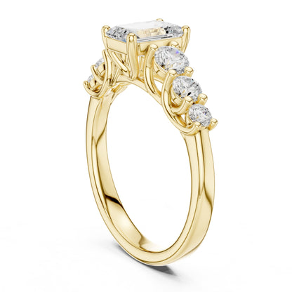 Emerald Accented Lab Grown Diamond Engagement Ring