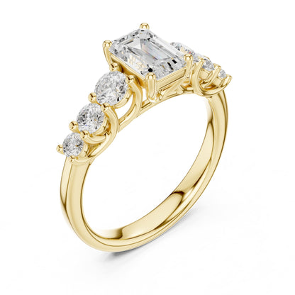 Emerald Accented Lab Grown Diamond Engagement Ring