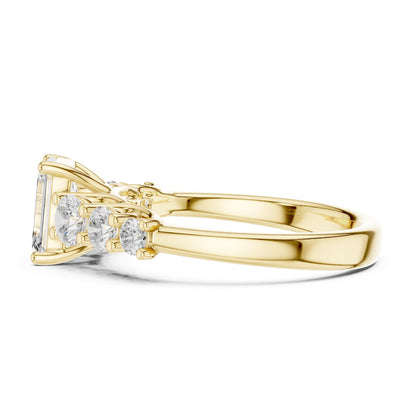 Emerald Accented Lab Grown Diamond Engagement Ring