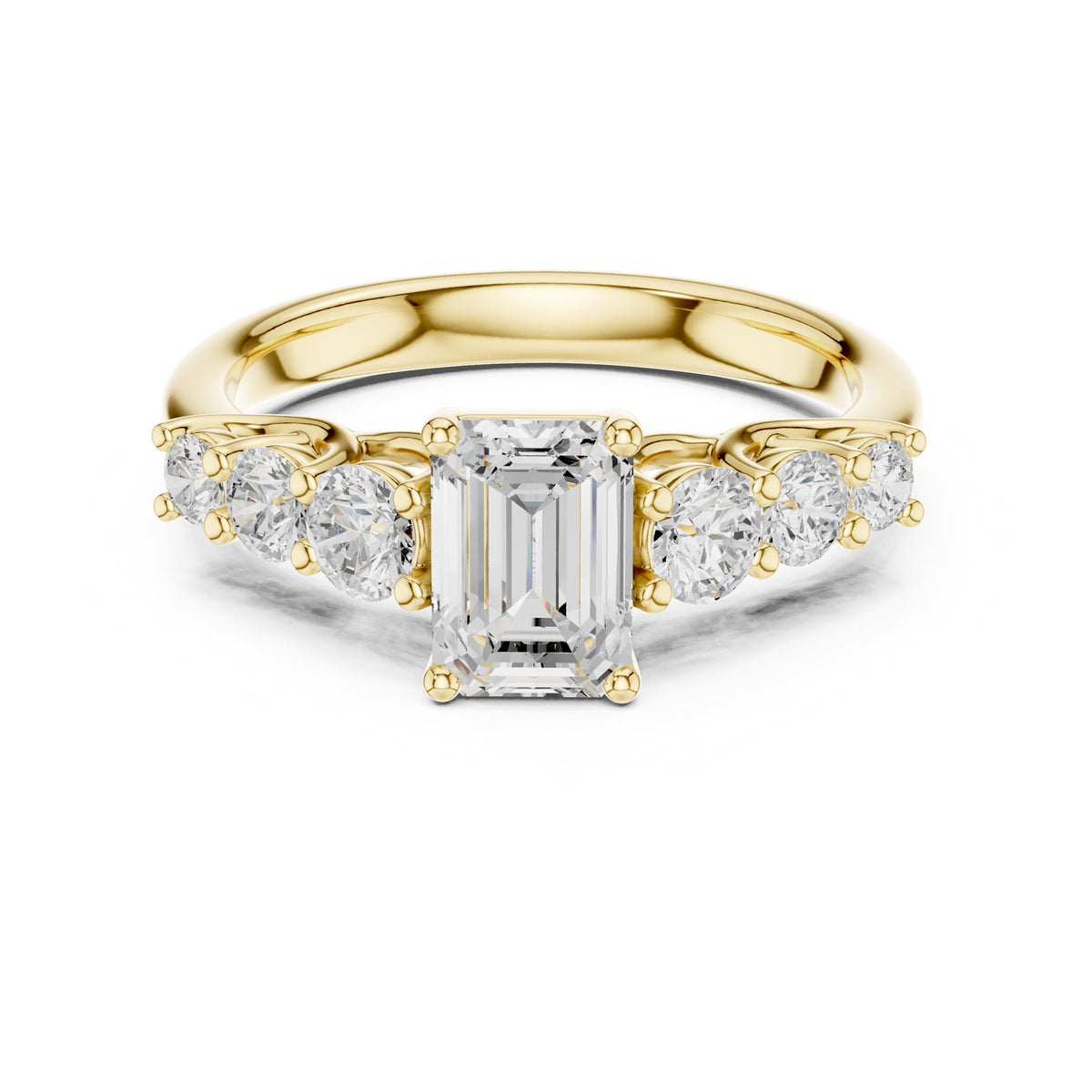 Emerald Accented Lab Grown Diamond Engagement Ring