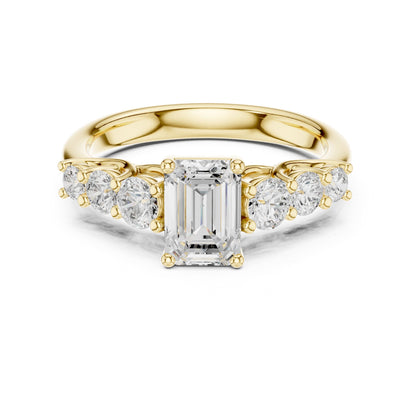 Emerald Accented Lab Grown Diamond Engagement Ring