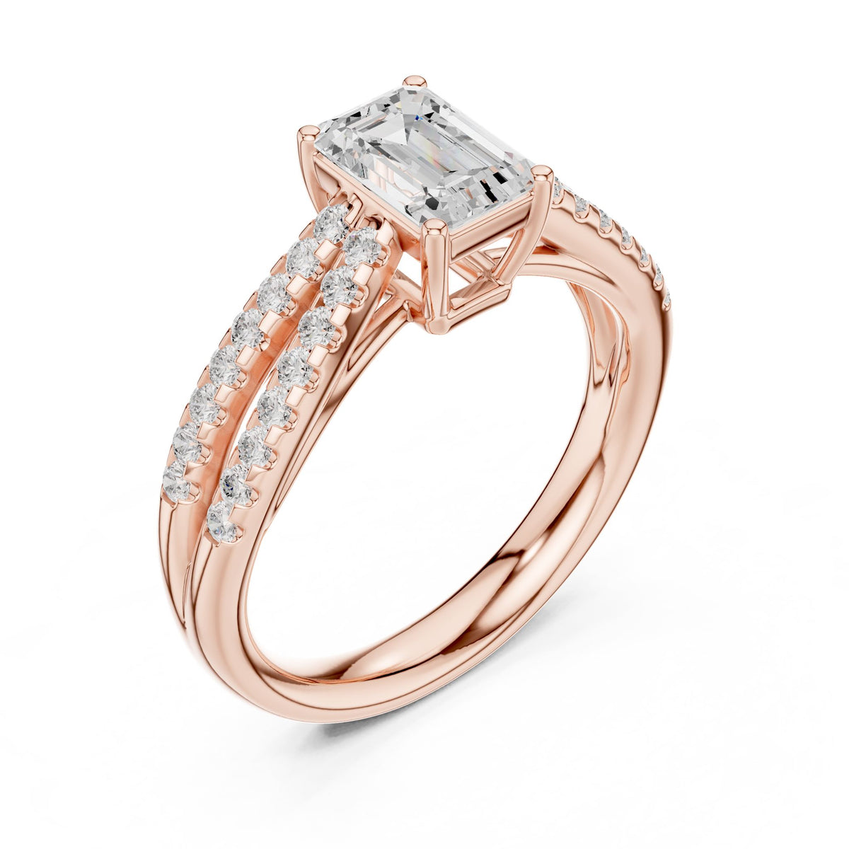 Emerald Accented Lab Grown Diamond Engagement Ring