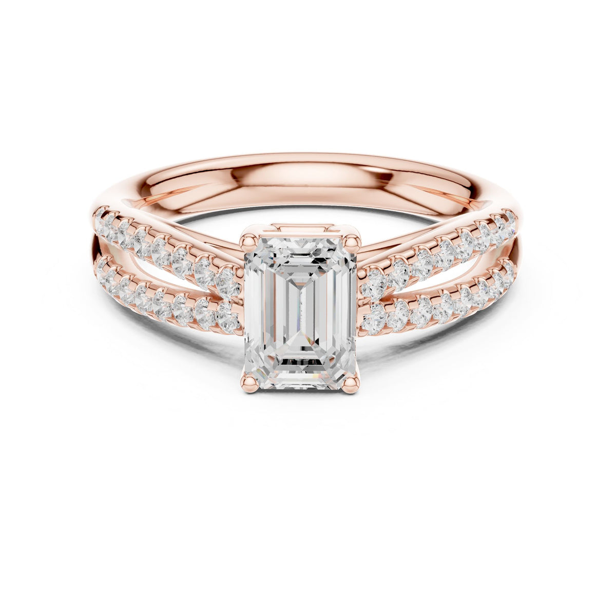 Emerald Accented Lab Grown Diamond Engagement Ring
