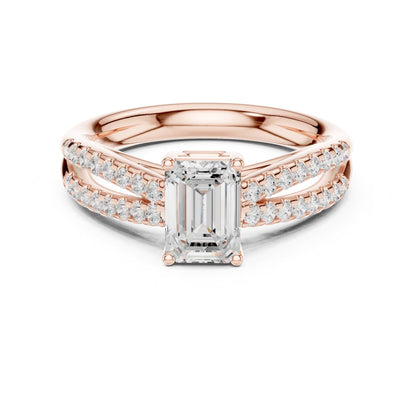 Emerald Accented Lab Grown Diamond Engagement Ring