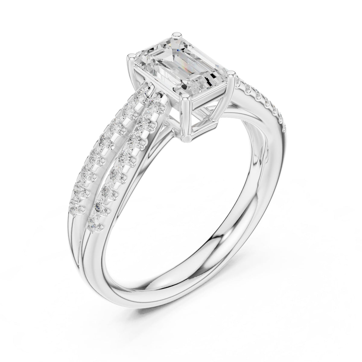 Emerald Accented Lab Grown Diamond Engagement Ring