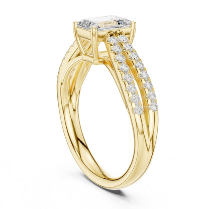 Emerald Accented Lab Grown Diamond Engagement Ring