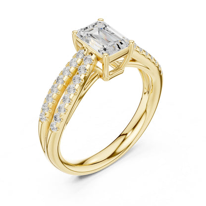 Emerald Accented Lab Grown Diamond Engagement Ring